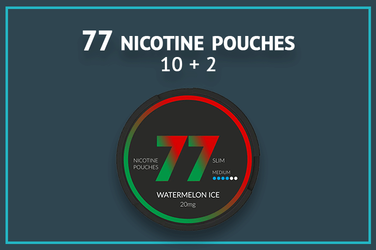 Get 2 extra cans when you buy 10 cans of 77 nicotine pouches